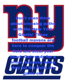 a poster for the new york giants says do n't even think about crossing paths with the new york giants