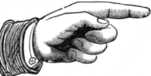 a black and white drawing of a person 's hand pointing