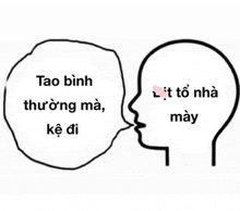 a drawing of a person 's head with a speech bubble that says tao binh