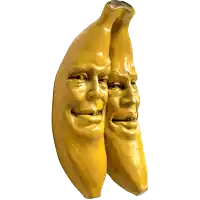 a couple of bananas with faces on them