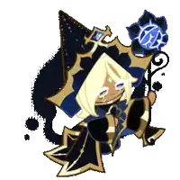 a cartoon character with blonde hair and blue eyes is holding a blue flower