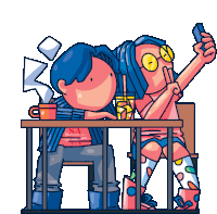 Selfie Couple Sticker - Selfie Couple Coffee Peep Stickers