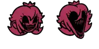 a cartoon of a girl with a crown on her head and a huge mouth .