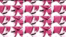 a repeating pattern of pink haired anime girls with the words " i love you " on the bottom left