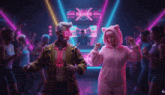 a man and a woman are dancing at a party