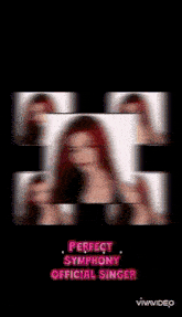 a blurred image of a woman with the words perfect symphony official singer on it