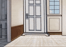 a cartoon drawing of a door with a key on it