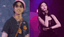 a man and a woman standing next to each other on stage