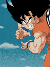 a cartoon drawing of a man with a dragon ball z logo on his chest