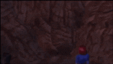 a group of cartoon characters standing in a cave with a light coming out of the ceiling