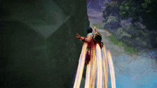 a person in a video game is flying through the air with a jetpack