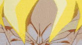 a close up of a cartoon character 's face with yellow hair