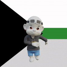 a cartoon character wearing a hoodie that says that