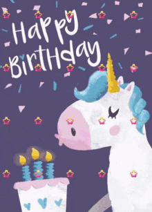 Happy Birthday Unicorn GIF - Happy Birthday Unicorn Birthday Cake GIFs