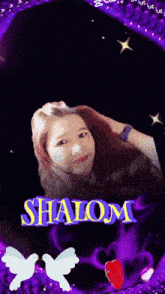 a picture of a girl with the name shalom written on it