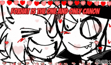 a drawing of a cat with the words " foxhat is the one and only canon "