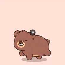 a cartoon drawing of a teddy bear with a video button on it