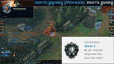 a screen shot of a video game with the name morris gayming on it
