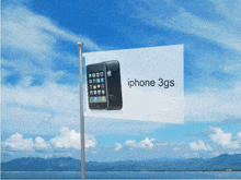 an iphone 3gs ad is displayed on a flag