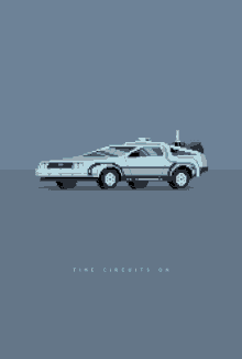pixel art floating car back to the future delorean