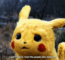 detective pikachu i cant help it i hurt the people who need me pikachu pokemon