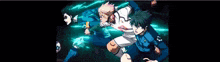 a group of anime characters are playing soccer and one has the number 3 on his jersey