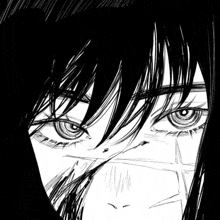 a black and white drawing of a girl 's eyes