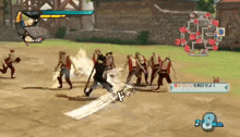 a video game with the number 8 on the bottom left