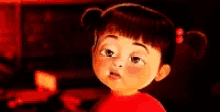 a close up of a cartoon character making a funny face .