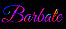 the word barbate is written in rainbow colored cursive