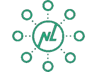 a green circle with the letter nl in the middle