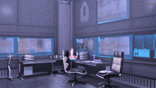 a room with two desks and chairs and a watermark that says illustrate soul