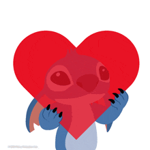 a cartoon character is holding a large red heart in his hands