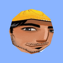 a cartoon of a man with a yellow hat on