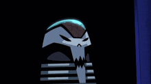 a cartoon character with a skull head and a sword