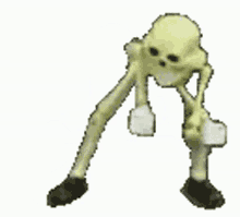 a skeleton in a diaper is standing on its hind legs and holding a piece of paper .