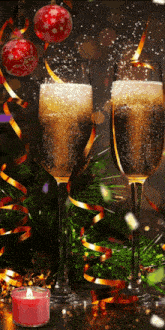 бокалы шампанского свеча GIF
