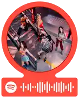 a spotify sticker with a picture of a group of women on stairs