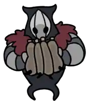 a cartoon drawing of a monster with a red scarf on