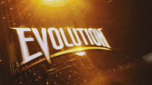 a sign that says evolution in white letters on a dark background