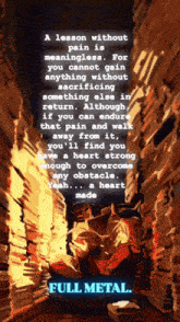 a lesson without pain is meaningless for you cannot gain anything without sacrificing something else