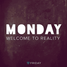 Monday Love Friday GIF - Monday Love Friday Welcome To Reality GIFs