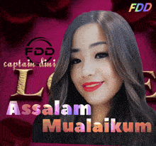 a picture of a woman with the words assalamu mualaikam