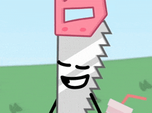a cartoon of a saw with a smiling face