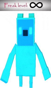 a picture of a blue cube with the words freak level written on the bottom