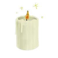 a pixel art of a candle with the word picmix on the bottom right