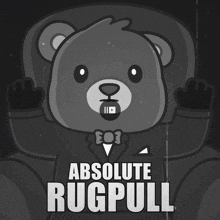 a teddy bear in a suit with the words absolute rugpull on it