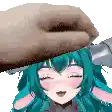 a person is petting a girl 's head with a hose .