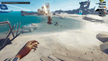 a screenshot of a video game shows a pirate being attacked by another player