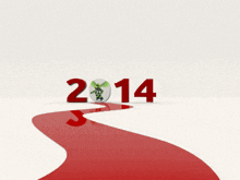 the year 2014 is shown with a cartoon bee on a white background